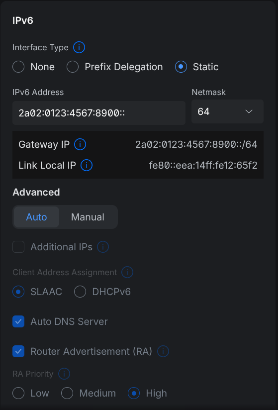 Unifi LAN settings